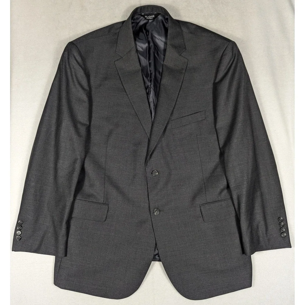 Jos. A. Bank Signature Mens 48R Blazer Charcoal Gray 100% Wool Tailored Fit Coat